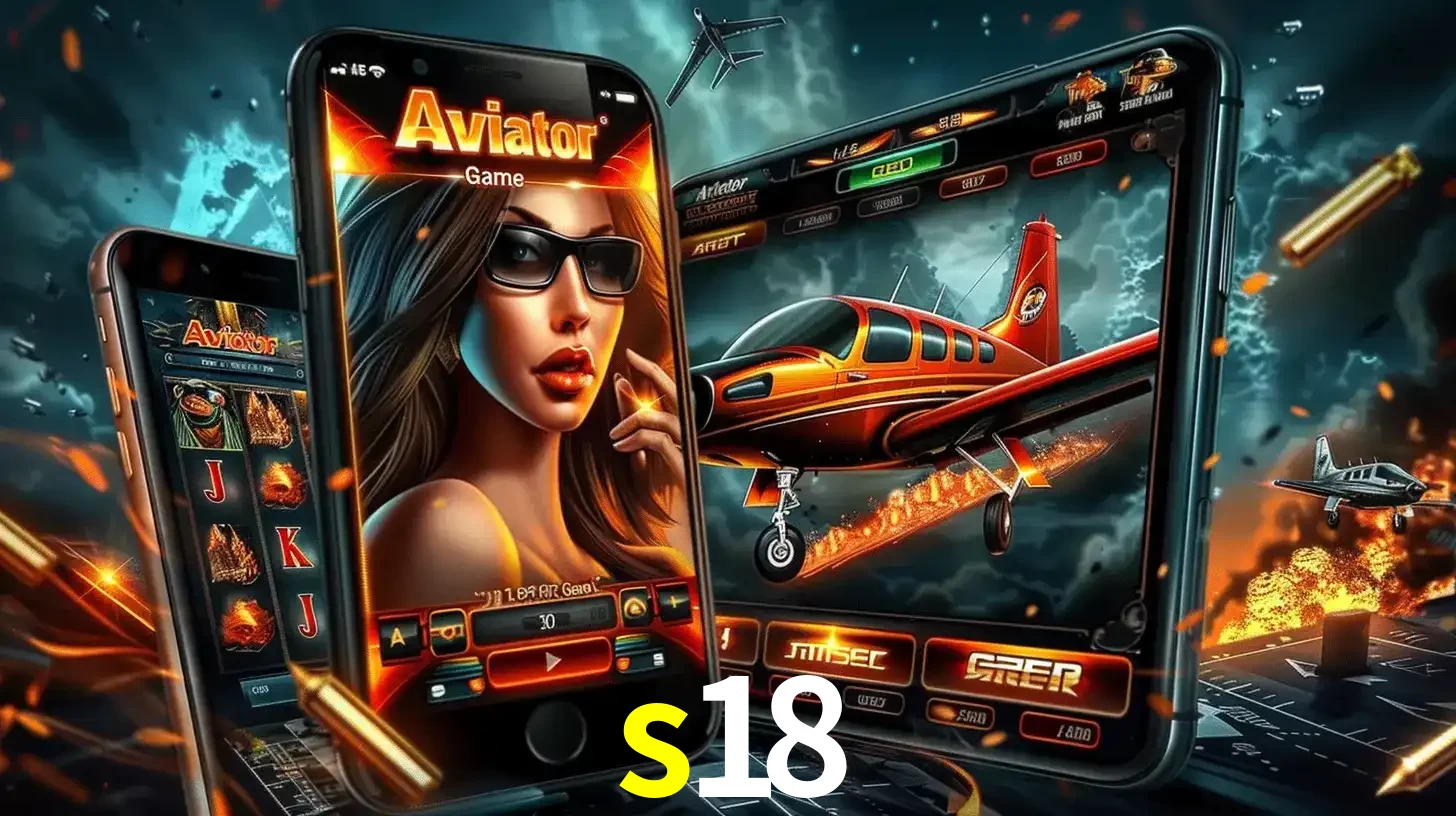 O popular jogo de apostas Aviator exibido em vários celulares e tablets, mostrando a interface emocionante e a ação de voo disponíveis para jogar agora no s18.