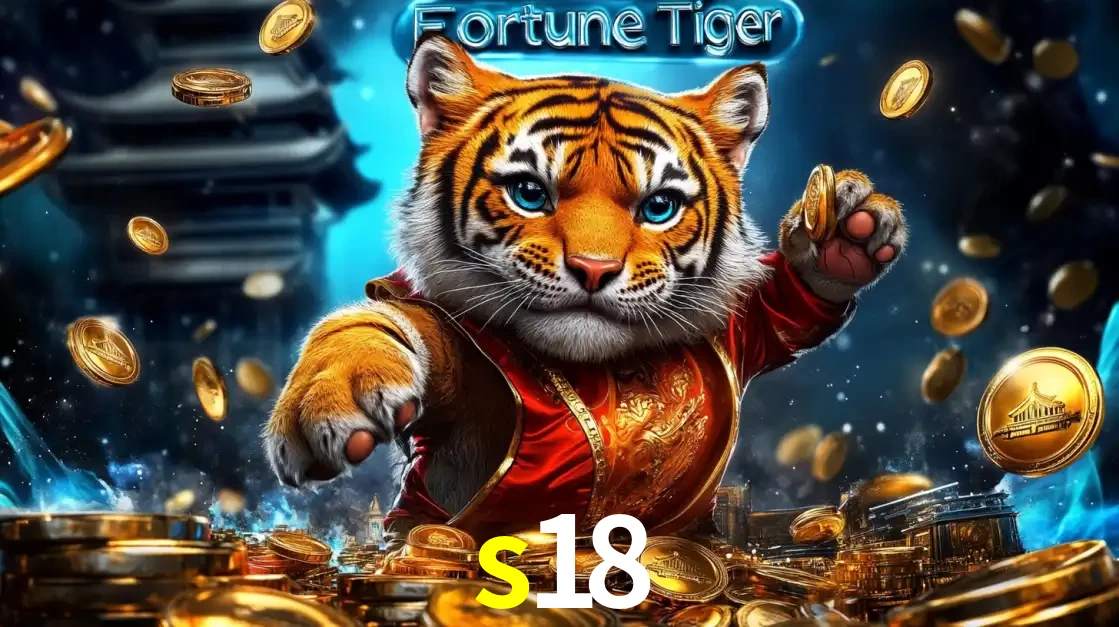 Imagem promocional do jogo de slot Fortune Tiger, com um tigre majestoso em traje tradicional cercado por uma fortuna em moedas de ouro, disponível agora no cassino s18.