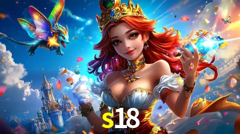 A princesa de um reino de fantasia mágico, com seu pequeno dragão, apresentando um mundo de prêmios encantados nos jogos de caça-níqueis do cassino s18.
