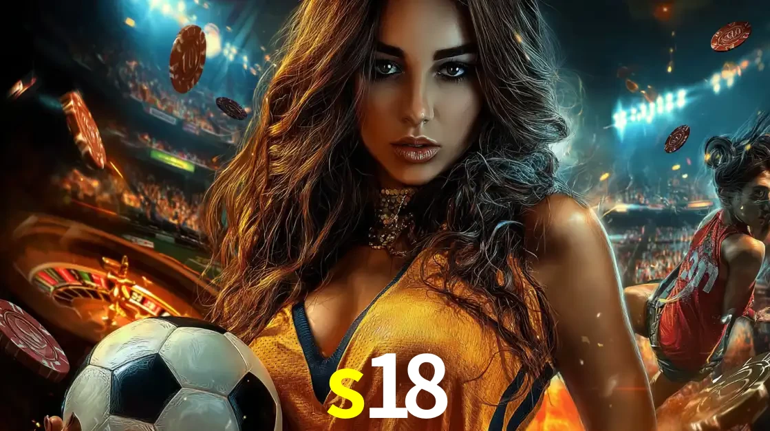 Mulher segurando uma bola de futebol em uma montagem que mistura a paixão esportiva com a emoção da roleta de cassino, tudo disponível na plataforma s18.